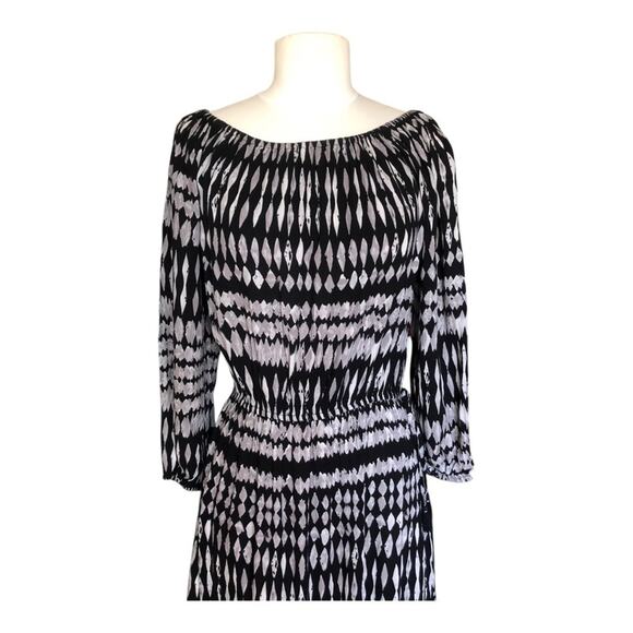 LoveStitch NWT Vici Women’s Kaleidoscope Adjustable Midi Dress Small Black Taupe - Picture 3 of 16